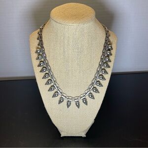 Stella and Dot Necklace Choker Metal Goth Spikes Steampunk Brutalist Rivet Chain